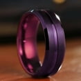 thumbnail image 2 of 8mm Purple Color Stainless Steel Matte Brushed Classic Plain Wedding Band Ring, 2 of 5