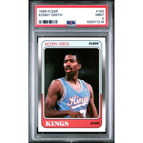 Graded 1988 Fleer Kenny "The Jet" Smith #100 Rookie RC Basketball Card PSA 9 Mint