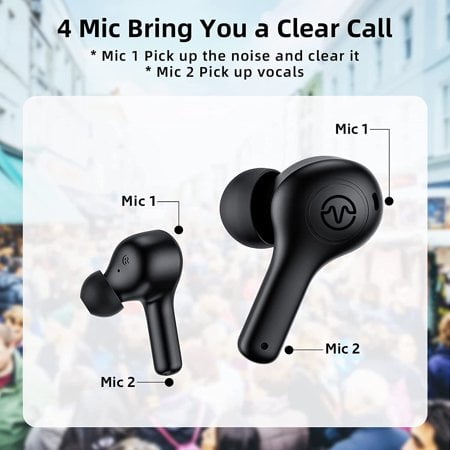 Casque Bluetooth, écouteurs sans fil avec étui de chargement sans fil,  casque stéréo intra-auriculaire étanche à commande tactile pour iPhone 13  Pro Max XS XR Samsung Android 