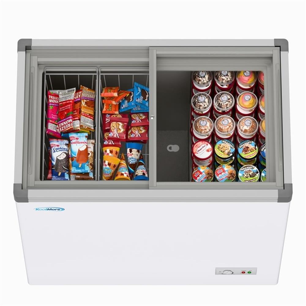 Pemberly Row 33" Flat Top Ice Cream Display Freezer 7 cu. ft. Capacity in White
