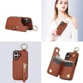 thumbnail image 4 of Allytech Wallet Case for iPhone 16 Plus, Card Holder & Zipper Pocket, Finger Grip Ring, Screen & Camera Protection, Luxury PU Leather Kickstand Double Buttons Flip Shockproof Case, Brown, 4 of 7