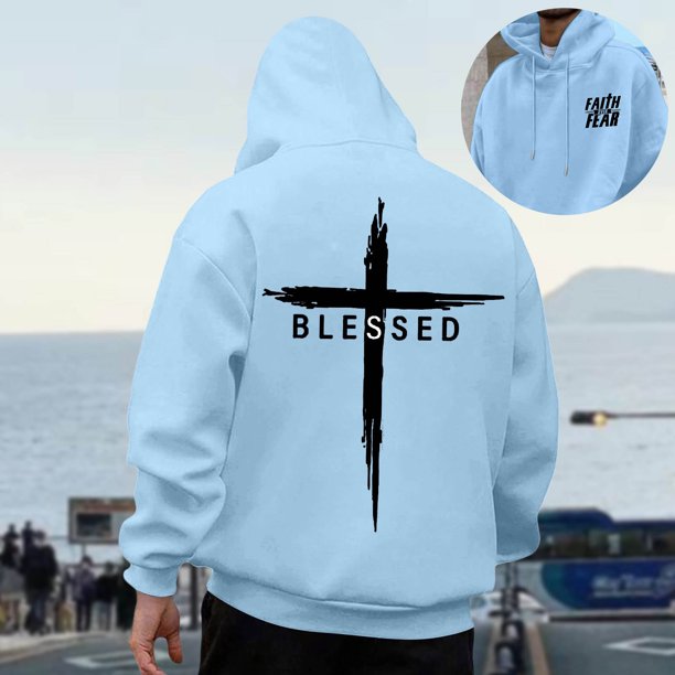 MHFRRA Sudadera con Capucha para Hombre, de Manga Larga, Informal, con Diseño Estampado, para Uso Diario y Actividades Al Aire Libre, Cómoda Sudadera con Capucha para Otoño E Invierno Azul