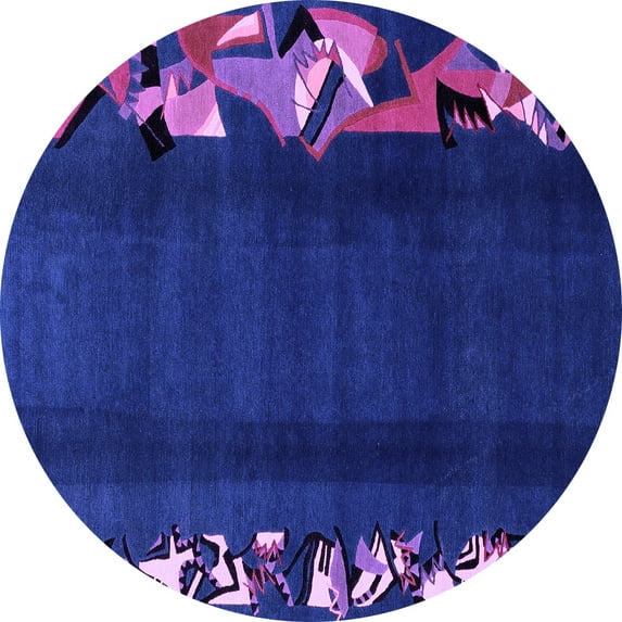 Ahgly Company Indoor Round Abstract Purple Modern Area Rugs, 5' Round