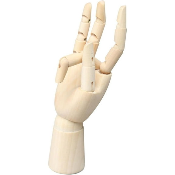 Wood Artist Drawing Manikin,Drawing Figure,Articulated Mannequin with Wooden Flexible Fingers,Hand Model Art Sketching Painting for Home Office Desk Decoration,7" Right Hand