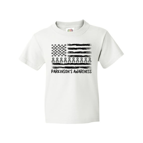 Inktastic Parkinson's Awareness Gray Ribbons and Flag Youth T-Shirt