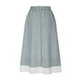 thumbnail image 5 of Women's Skirts Sevevn Women's Elastic Waist Lace Striped Versatile Mid Length Skirt With Spliced Cotton And Linen Skirt Long Flowy Skirts For Women, 5 of 9