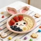 thumbnail image 5 of Utensilios y aparatos de cocina, platos de alimentación de 3 compartimentos con forma de conejito de Pascua para niños, platos de comida sólida para bebés pequeños, linda bandeja de aperitivos con or, 5 of 6