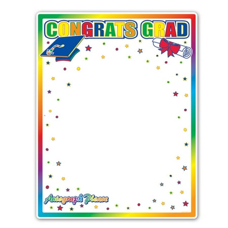 Club Pack of 12 Rainbow Colored "Congrats Grad" Autograph Party Decoration 23"