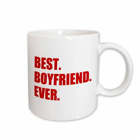 3drose, Red Best Boyfriend Ever Text Anniversary Valentines Day Gift for Him, 15oz Mug