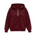 thumbnail image 4 of Quarter Zip Hoodie for Women Long Sleeve Casual Pullover Sweatshirt with Half Zipper, 4 of 5