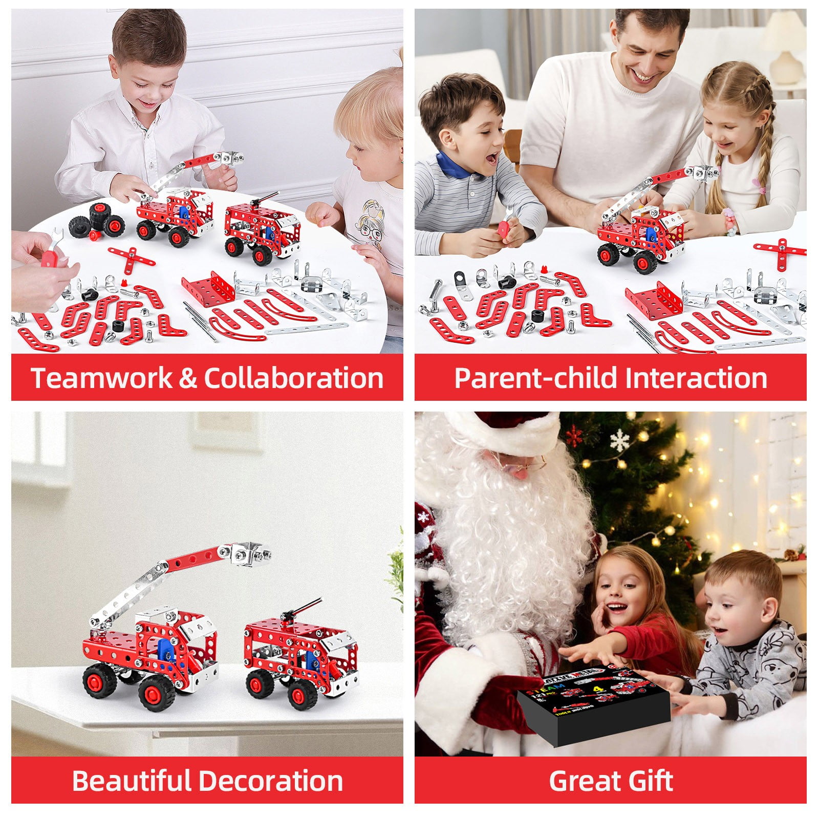 Building Kit Toys, Motorized Erector Sets for Kids Ages 4 5 6 7 8+,STEM Building Toys for Boys Girls 3-5 4-8 5-7 6-8 Year Old, Assembly Car Engineering Kit,Creative Educational Learning Toys