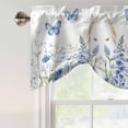 thumbnail image 4 of Tie Up Valance Curtain for Kitchen,Watercolor Spring Blue Flower Butterfly Rod Pocket Short Curtains Adjustable Tie-Up Shade Valances,Pastoral Floral Window Treatment for Bathroom Living Room Bedroom, 4 of 9