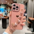 thumbnail image 5 of Compatible with iPhone 14 PRO MAX 5g Case with Love Heart Bracelet Luxury Cute Hearts Cover for Women with Metal Chain Strap Gold Plated with Side Love Pattern Soft Shockproof Bumper (Pink), 5 of 6