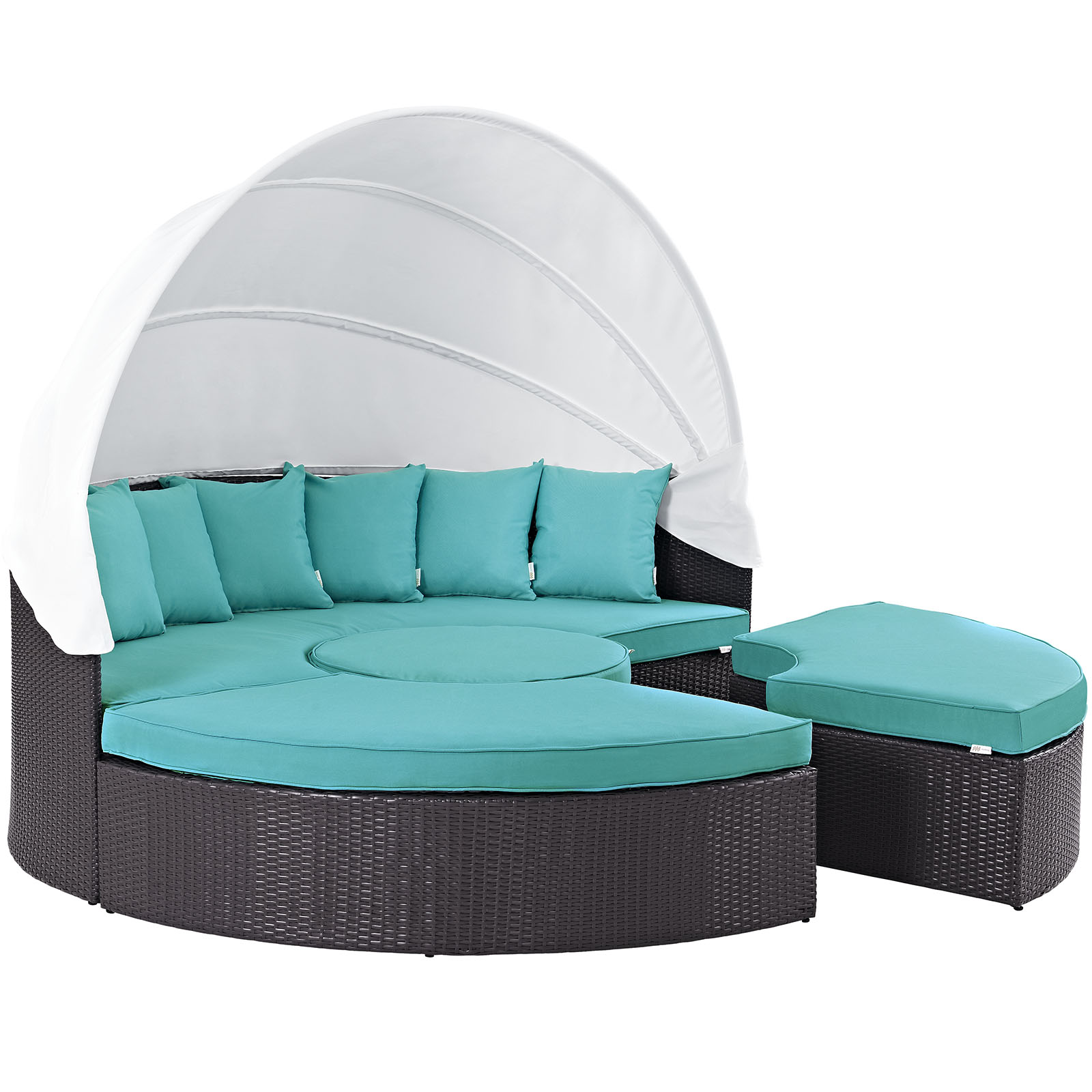 Modway Convene Canopy Outdoor Patio Daybed in Espresso Turquoise - image 3 of 6