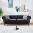 thumbnail image 3 of 87" Chesterfield Velvet Sofa with Rolled Arms and Nailhead Trim, Upholstered Mid-Century Modern Couch, Elegant 3-Seater Sofa for Living Room, Office or Apartment (Black), 3 of 9