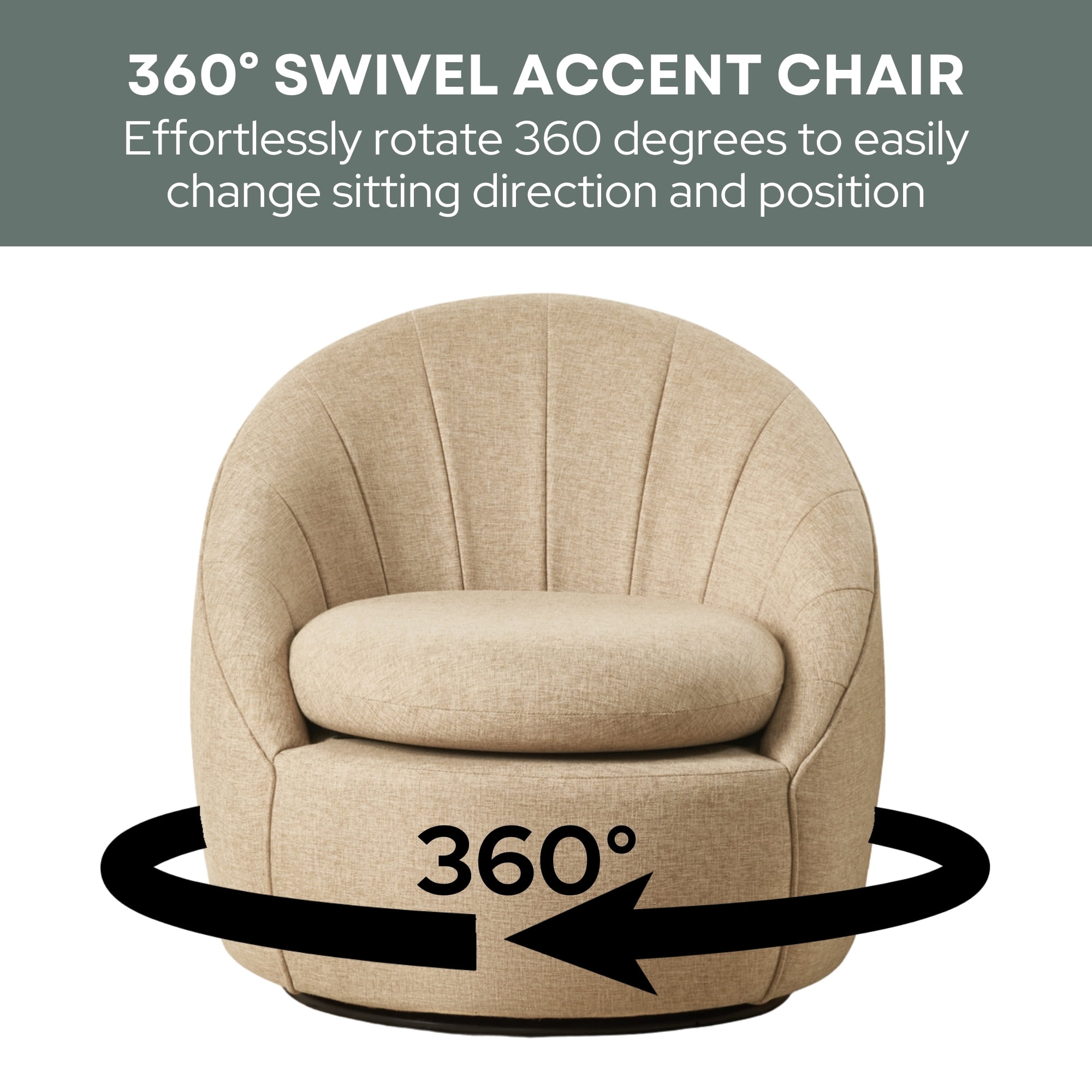 Convenience Concepts Take a Seat Ben Swivel Accent Chair, Tan Fabric