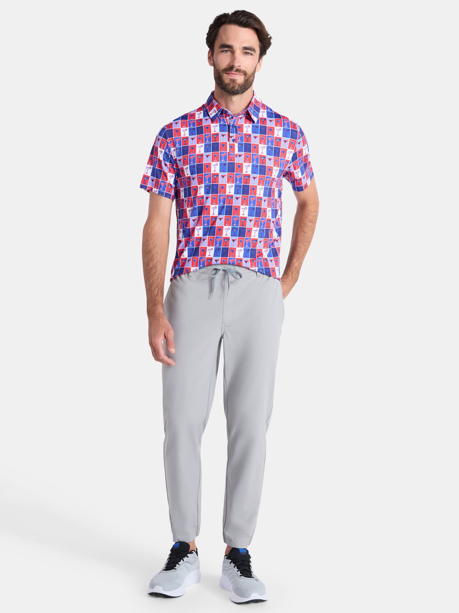 Birdie Bound Men's and Big & Tall Men's Cocktails Print Polo Golf Shirt, Sizes XS-4XLT