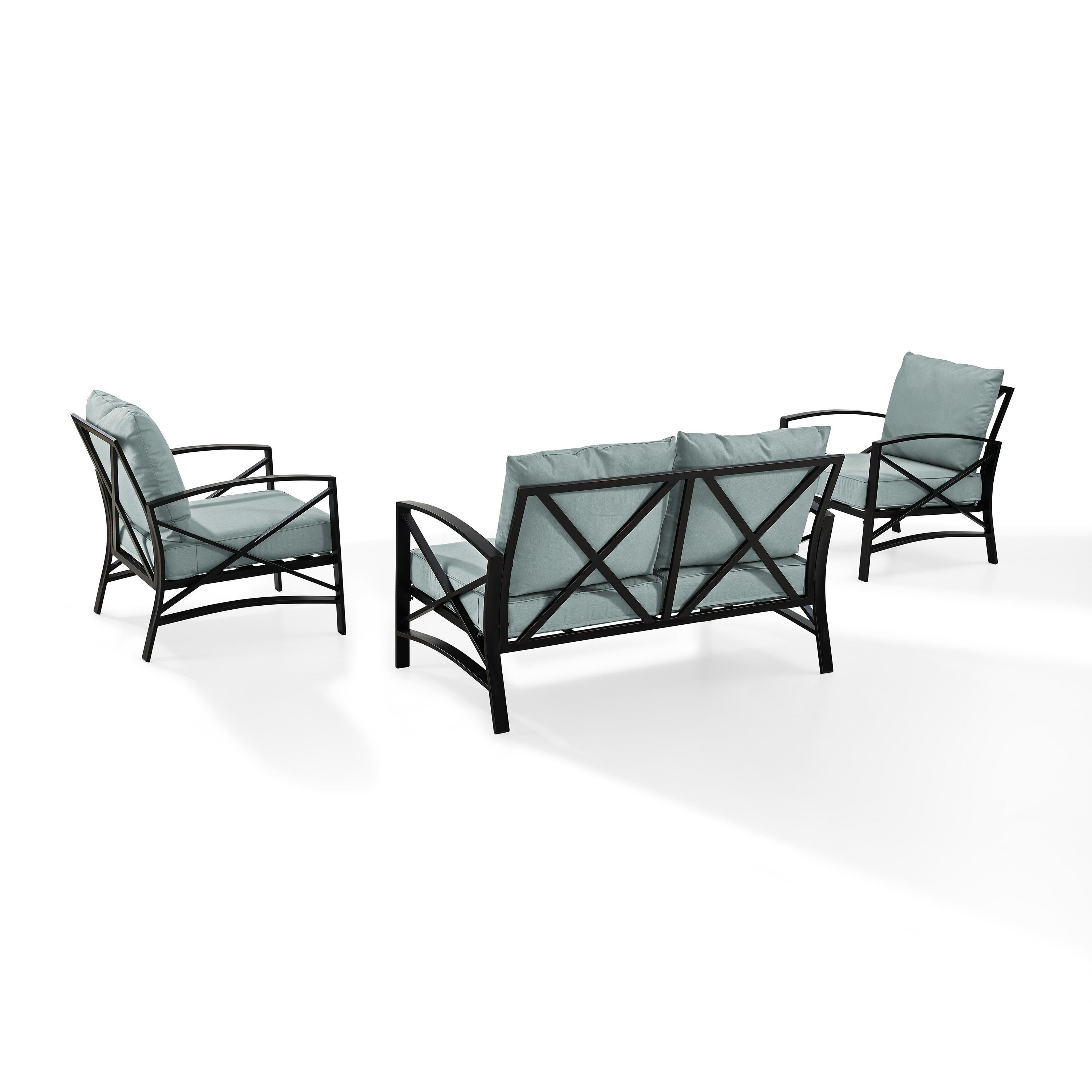Crosley Furniture Kaplan 3 Pc Outdoor Seating Set With Mist Cushion - Loveseat, Two Outdoor Chairs - image 5 of 8