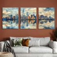 thumbnail image 6 of NYC Canvas Wall Art Abstract Painting Wall Decor Indigo Blue Gray Panoramic Art Print New York Skyline Reflection Pictures Artwork Landscape Living Room Bedroom Decoration, 6 of 6