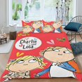 thumbnail image 2 of Charlie y Lola Conjunto de sábanas temático, trío de piezas, cómodo y amigable con la piel, diseño único, regalo de decoración para el hogar para familiares, amigos y fans,140cm *210cm, 2 of 6