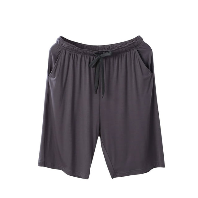 Yuzhih Mens Big and Talls Pajama Shorts Comfy Solid Drawstring Lounge Shorts with Pockets Solid Bottom Loungewear