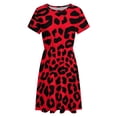 thumbnail image 4 of Animal Print Black Red Leopard Spots Sundress Short Sleeve Dress Summer Women Clothes Dress for Women Dresses, 4 of 7
