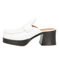thumbnail image 2 of YDN Women's Retro Platform Slip On Mules Square Toe Low Chunky Heels Clogs Platform Loafers Slippers Shopping Dress Shoes Size 6.5 White, 2 of 4