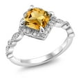 thumbnail image 3 of Gem Stone King 1.74 Cttw Yellow Citrine and White Moissanite Solitaire Ring for Women | 925 Sterling Silver | Cushion Cut 7MM | Gemstone Birthstone | Available in Size 5, 6, 7, 8, 9, 3 of 5