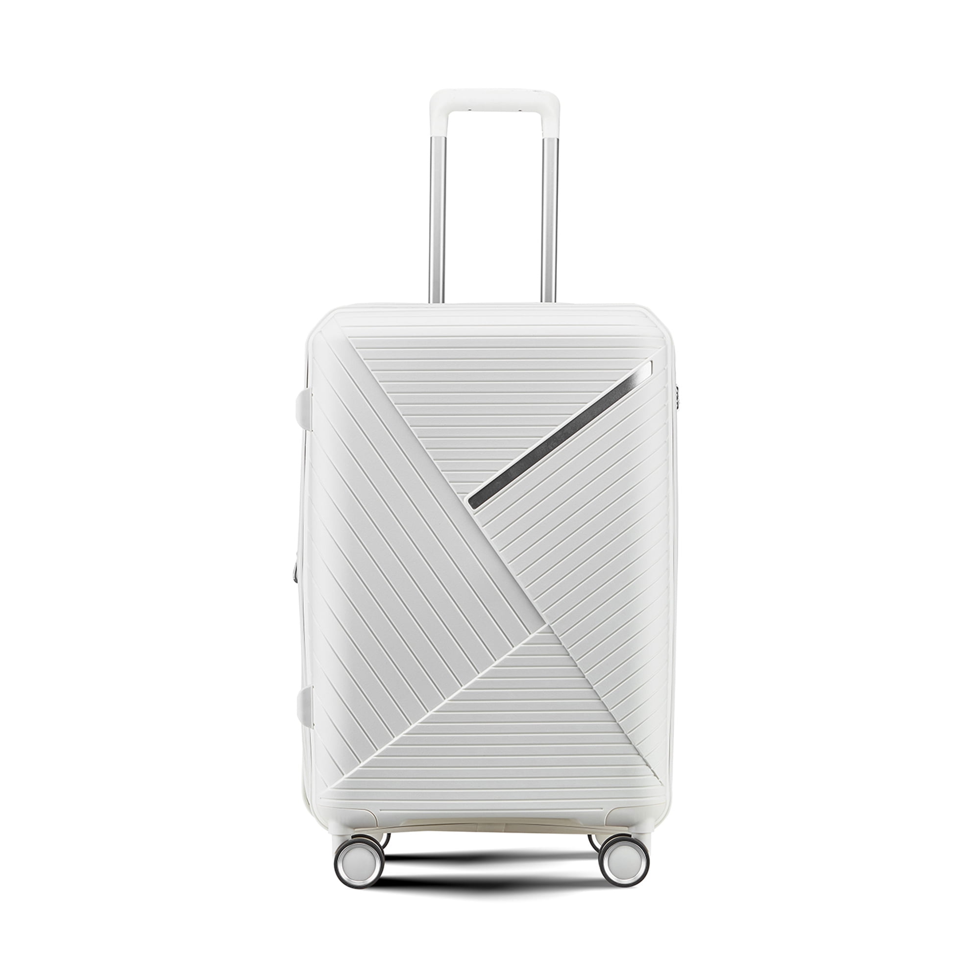 Aukfa Expandable Hardside 4-Piece Luggage Travel Set, Durable Suitcase Double Wheels, White