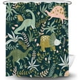 thumbnail image 3 of Kids Shower Curtains,Funny Dinosaur Shower Curtains, Cute Dinosaur for Boys Girls, Green Plant Leaf Flowers Colorful Bathroom Decor with Hooks Waterproof Fabric Polyester Bathtub Decorative, 3 of 6