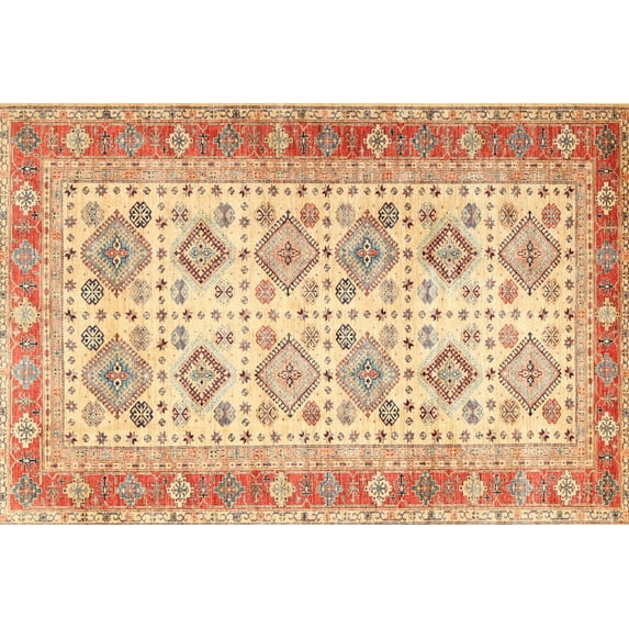 Ahgly Company Machine Washable Indoor Rectangle Traditional Orange Area Rugs, 2' x 3'