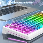 ZIYOU LANG M95 Transparent Membrane Wired Keyboard with Clear Keycap & Rainbow RGB Backlit, White