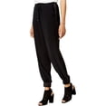 thumbnail image 1 of bar III Womens Contrast-Trim Casual Jogger Pants, Black, Small, 1 of 3
