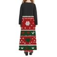 thumbnail image 5 of Vestido de manga larga con cuello redondo para niña, estampado navideño, manga larga, cuello redondo, bolsillos, falda larga informal para adultos, vestido de poliéster para niña., 5 of 5