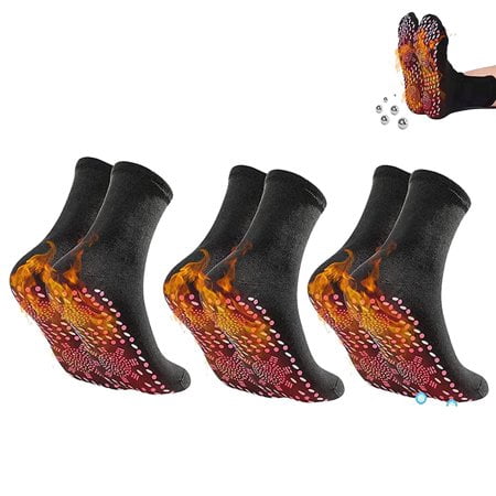 

3Pairs Tourmaline Acupressure Self-Heating Socks xTourmaline Health Socks Foot Massage VeinesHeal Hyperthermia Socks for Women Men