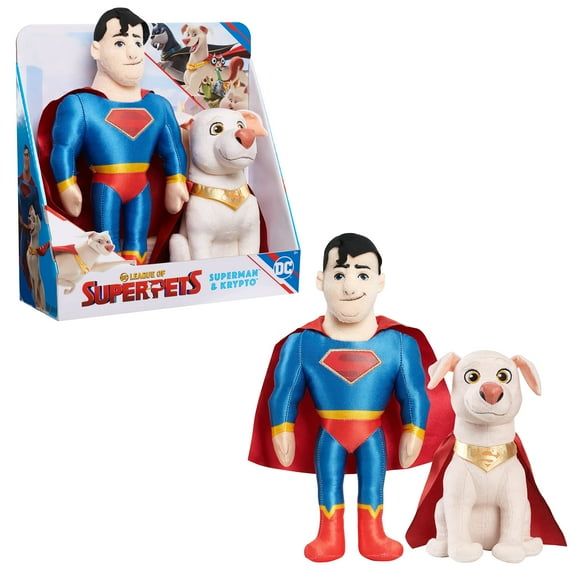 Just Play DC Super Animaux Superman et KRYPTO Superdog Compagnon 2-Pack Peluche 12 Pouces Jouets, DC Ligue de Super-Animaux de Compagnie Film, Jouets pour Enfants pour les Âges 3 jusqu'à