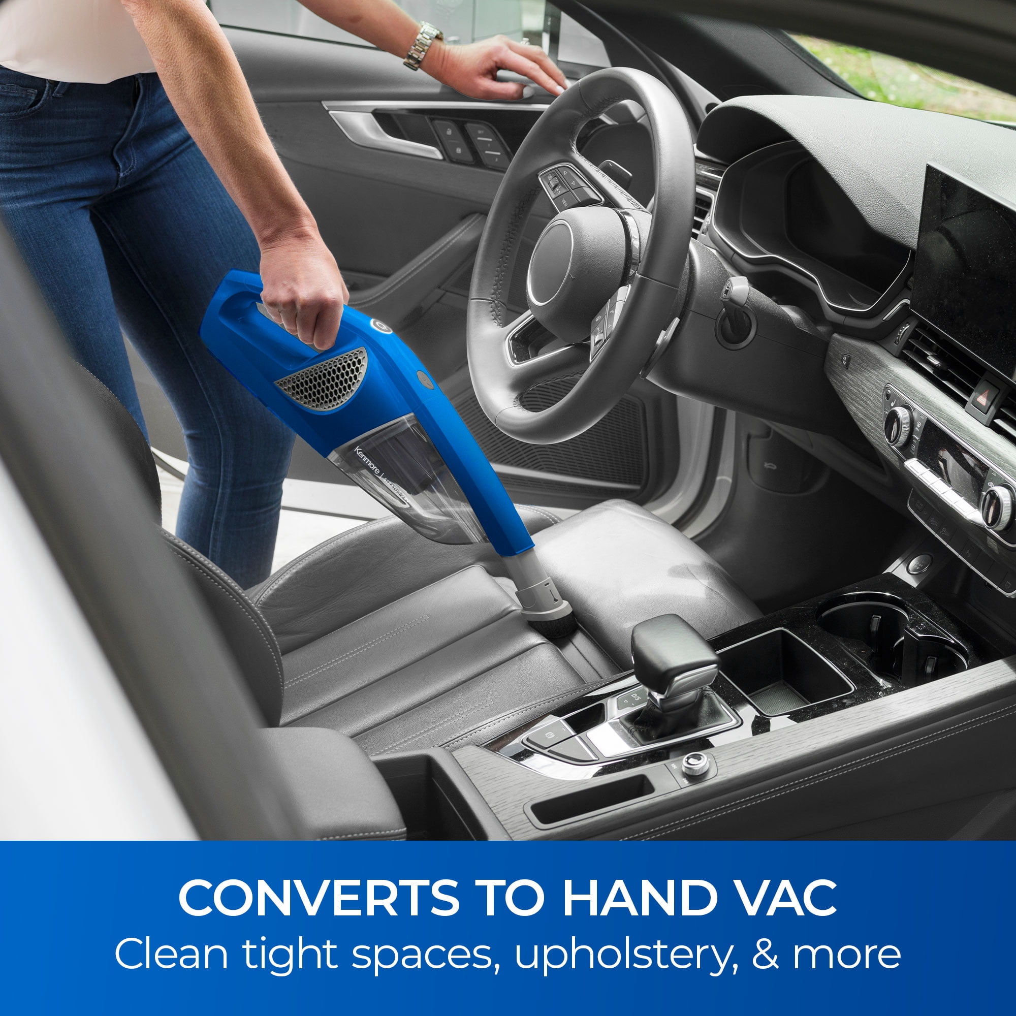 Kenmore Stratus™ Cordless Stick Vacuum, 24V, for Hard Floors, Carpet, & Rugs, 2-in-1 Hand Vac, Self-Standing, EasyCut, 40min Runtime, DS1036, Blue