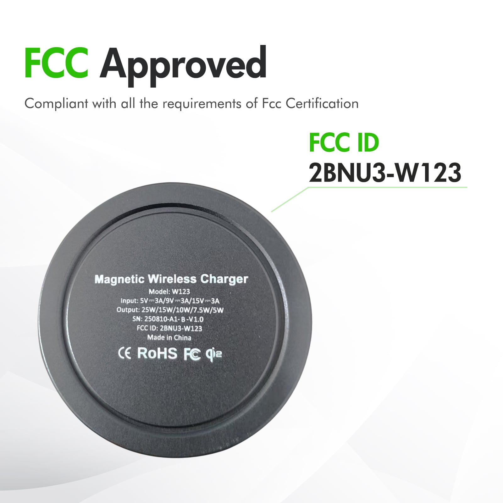 Wireless Charger, 25W Qi2.2 Fast Charging Pad for iPhone 17 16 15 13 14 12 Series, Magnetic Portable Charger for AirPods 4 3 2, Ideal for Travel Home Office, Black(2 Pack)