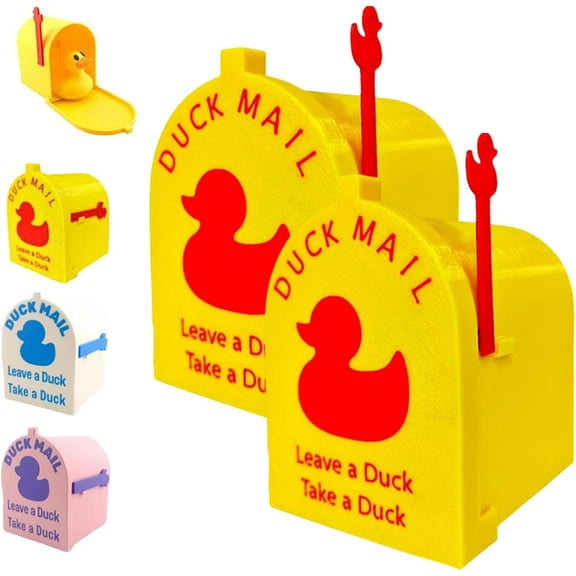 Cruising Duck Mini Mailbox Door Magnet,Cruise Door Decorations Magnetic,Duck Mailbox with Movable Flag to Leave or Take Duck Mail,for Refrigerator,Home Office Decor,Gift for Family Travel Trip (2pcs)