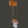thumbnail image 3 of Light Oak Finish High Tank Pull Chain Toilet Wooden Raised Tank Round Top Entry White Porcelain Bowl and Brass Z Pipes Adjustable Height 59"- 74" w/Hardware Renovators Supply, 3 of 7