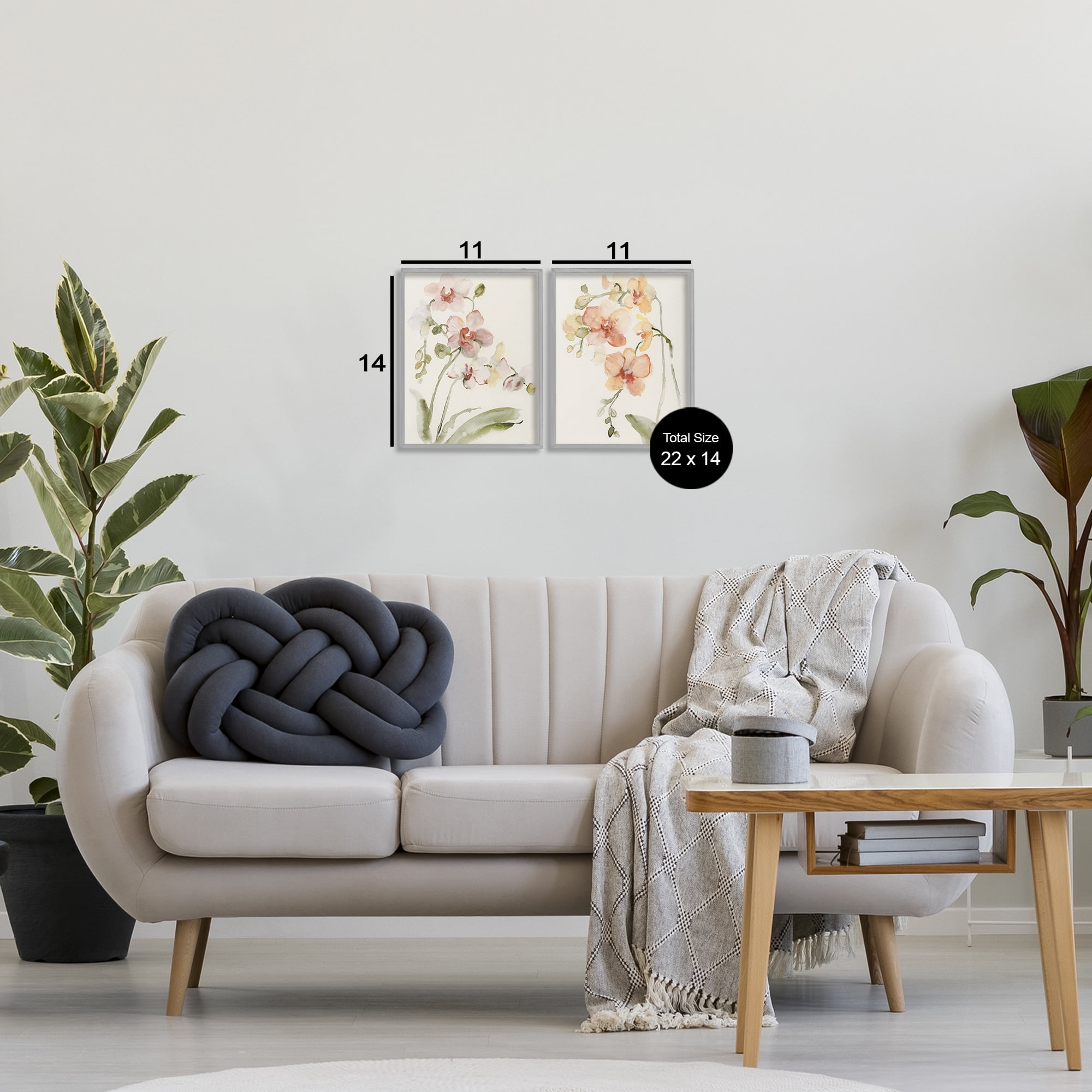 Stupell Industries Delicate Orchids in Bloom 2 Piece Gray Framed Giclee Art Set, design by Victoria Barnes