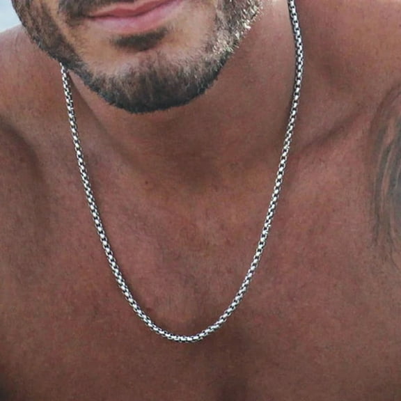 ROUND BOX CHAIN 14K White Gold CHAIN MENS OR WOMENS CHAIN UNISEX JEWELRY 24INCH