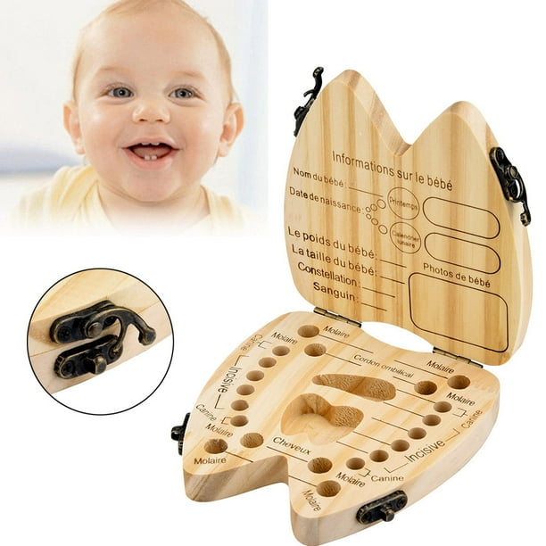 Miarhb French Kids Tooth Box Organizer Baby Save Milk Teeth Wood Storage Box Walmart Com Walmart Com