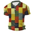 thumbnail image 2 of Hfolob Mens Polo Shirts Male Spring Summer Plaid Shirt Button Up Lapel Top Gradient Graphic Print Turndown Outdoor Street Short Sleeve Shirt Mens Blouses, 2 of 5