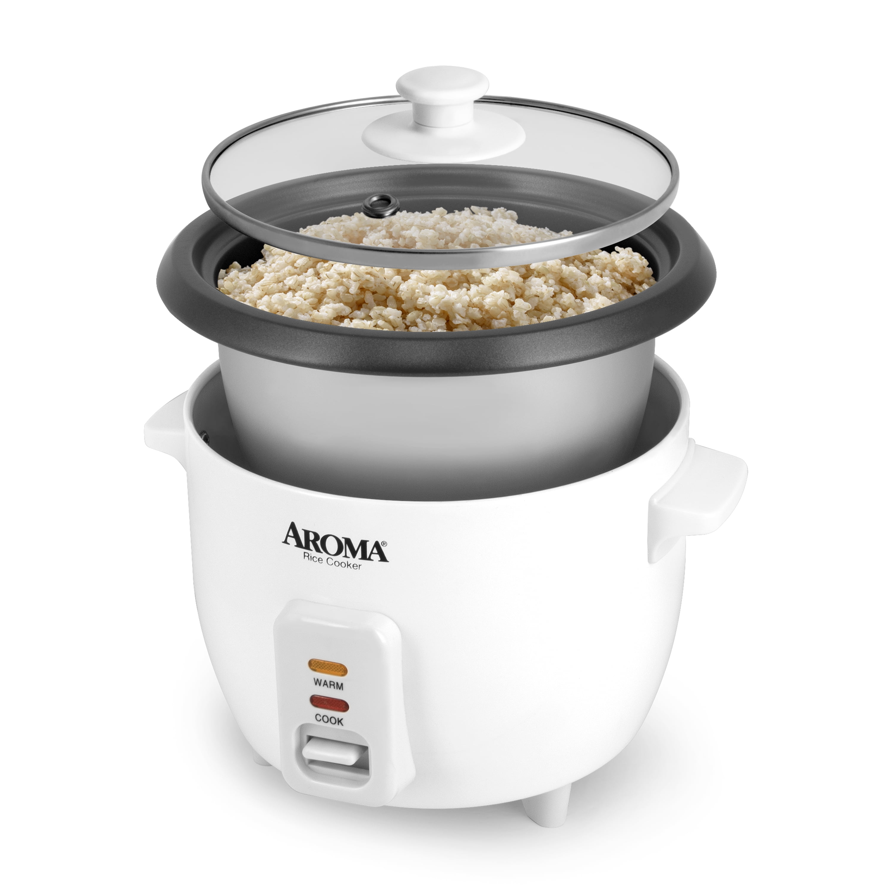 Aroma Housewares Aroma 6-cup (cooked) 1.5 Qt. One Touch Rice Cooker, White  (ARC-363NG), 6 cup cooked/ 3 cup uncook/ 1.5 Qt. & 6-Cup (Cooked) (3-Cup