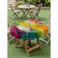 thumbnail image 5 of Outdoor Tablecloth with Umbrella Hole Zipper Colorful Pigment Round Tablecloth 54" Waterproof Outside Table Cloth Abstract Color Block Oil Painting Patio Table Cover Tablecloths for Picnic Party, 5 of 8