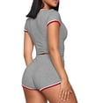 thumbnail image 3 of REORIAFEE Women 2 Piece Outfits Tracksuits Loose Lounge Set Summer Outfit Women's Summer Casual Patchwork Short Sleeve Shorts Two Piece Set Gray L, 3 of 6