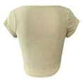 thumbnail image 4 of Daznico Women's Square Neck Henley Crop Top, Short Sleeve Ribbed Slim Fit Casual Summer Tee,M, 4 of 4