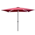 thumbnail image 4 of YOFE Heavy Duty Polyester Patio Umbrella, Market Solar Patio Umbrella w/6 Sturdy Ribs, Canopy Vent, Crank & Tilt System, 10 x 6.5 ft Burgundy UV Proof Table Umbrella for Beach, Pool, Backyard, D1037, 4 of 8