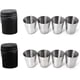 thumbnail image 1 of 8 Piece Stainless Steel Shot Glasses Metal Flask Tumblers Set with Leather Case Ideal Flask Accessory Gift, 1 of 5